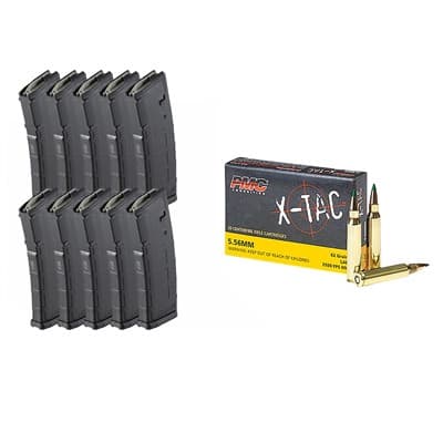 X-Tac 5.56 Nato 62gr Penetrator Fmj 1000rd Case With 10x Pmags - X-Tac 5.56 Nato 62gr Lap Green Tip 1000rd & Pmag 30rd 10pk