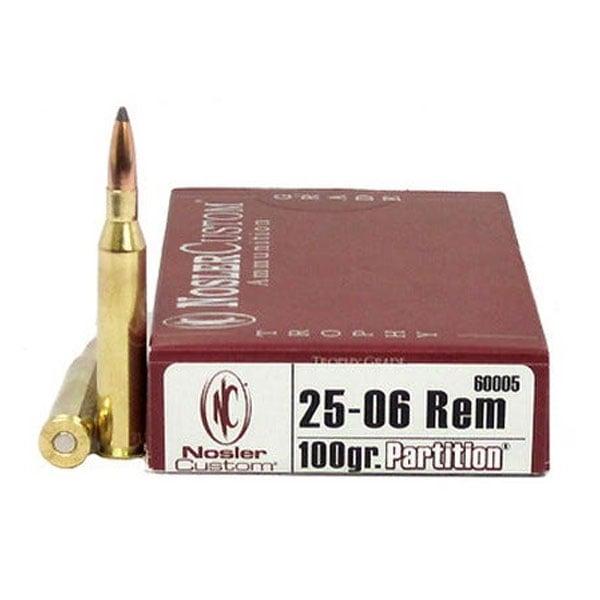 Nosler Trophy Grade 25-06 Rem 100 grain Partition Rifle Ammo, 20/Box - 60005 by Nosler - Product Image