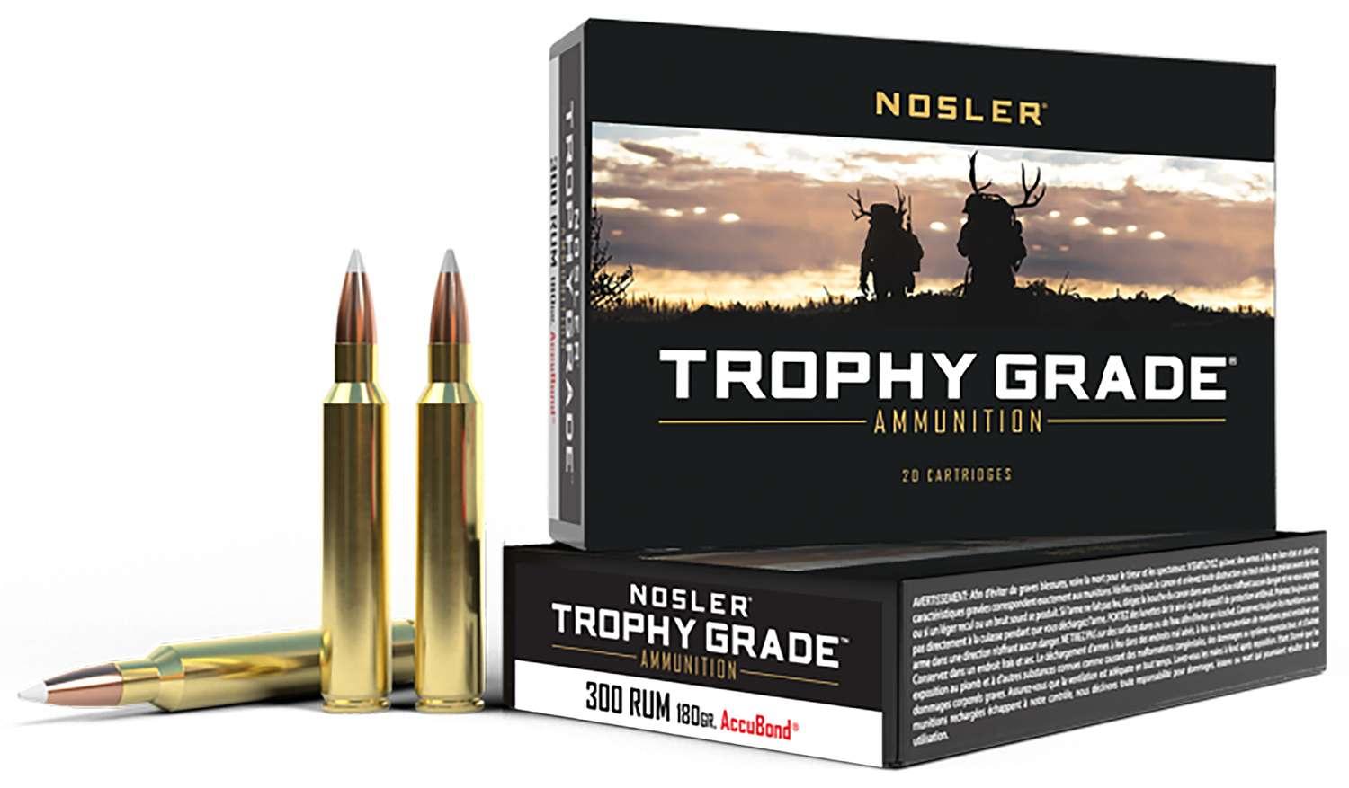Nosler Trophy Grade 300 RUM 180 grain AccuBond Rifle Ammo, 20/Box - 60065 by Nosler - Product Image