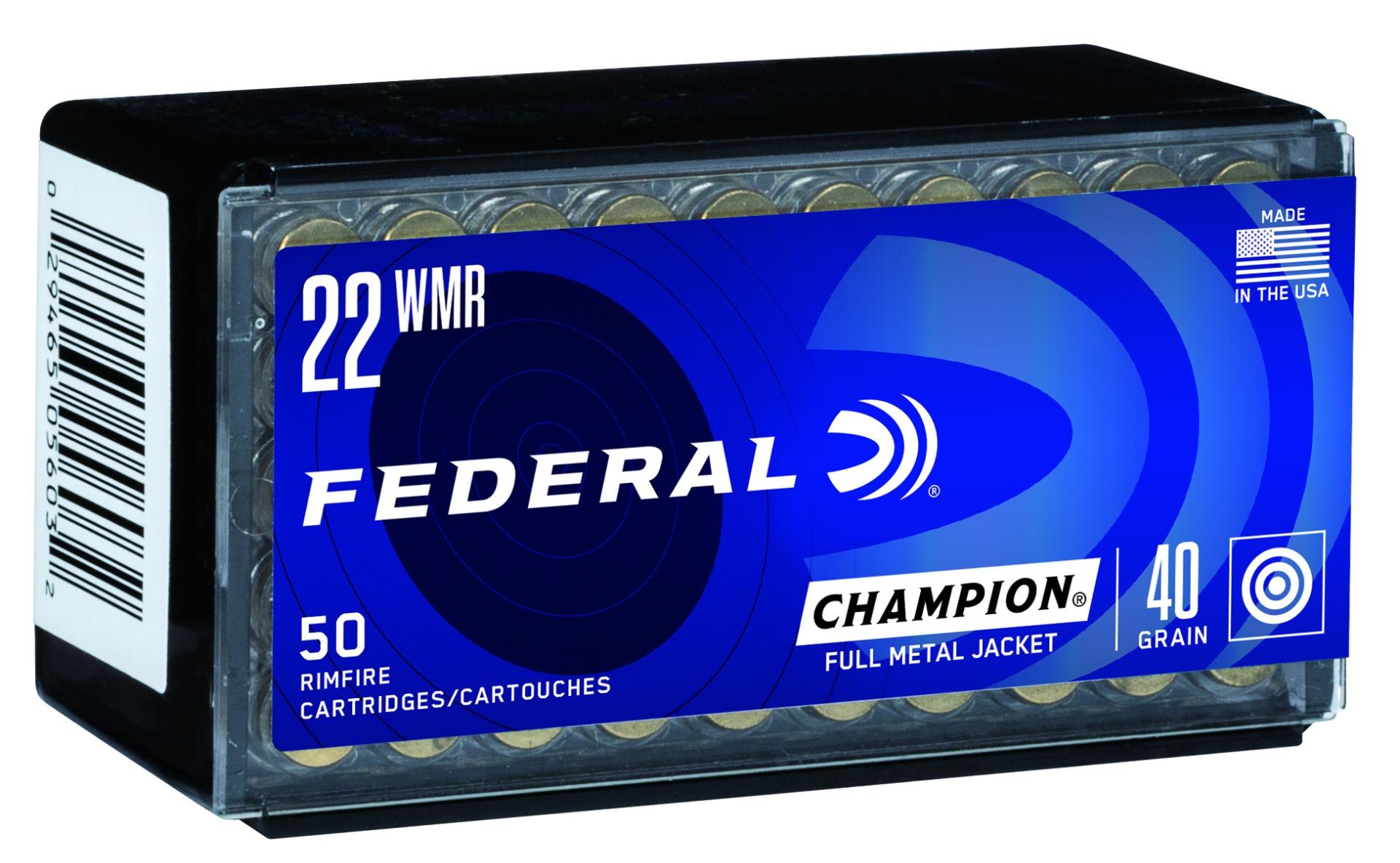 Federal Champion 40 Grain FMJ .22 WMR Ammunition, 50 Rounds - 737 by Federal - Product Image