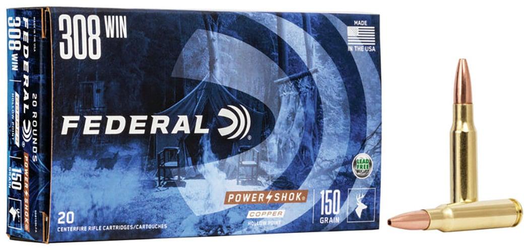 Federal Power-Shok 150 gr Copper Hollow Point .308 Win Ammo, 20/box - 308150LFA by Federal - Product Image