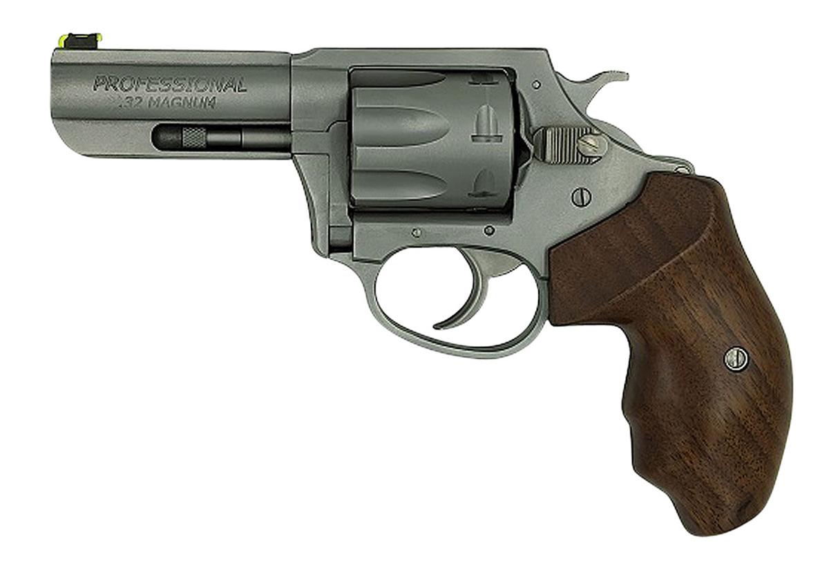 Charter Arms Professional IV 3" 7rd 32 H&R Mag Revolver, Stainless Steel w/ Wood Grip - 73230 by Charter Arms - Product Image