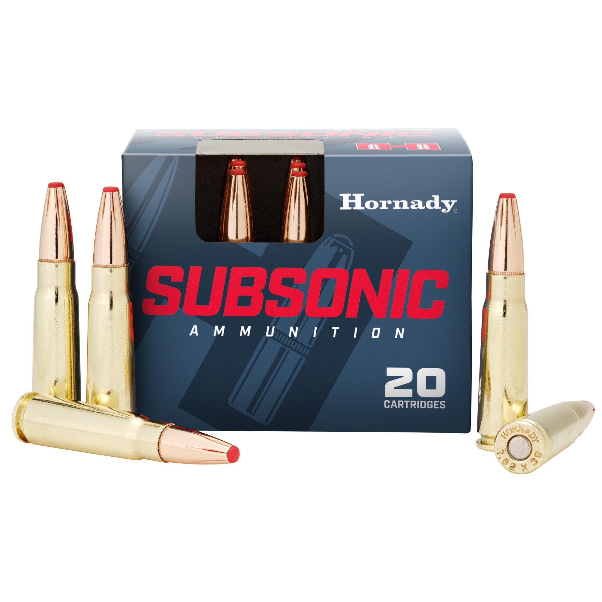 Hornady Subsonic 7.62x39mm Ammunition, 20 Rounds Sub-X 255Gr - 80787 by Hornady - Product Image