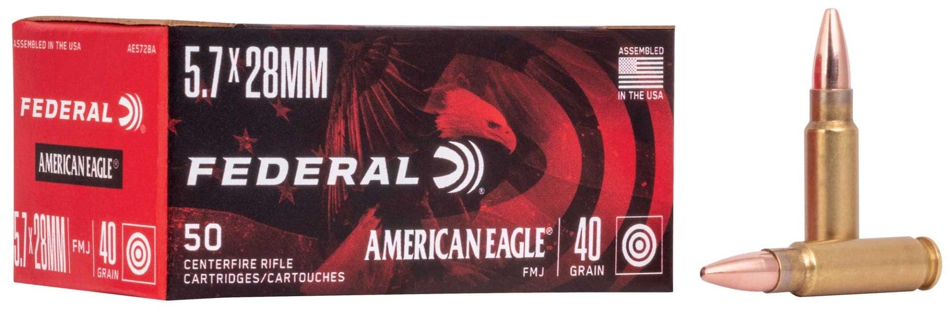 American Eagle 5.7x28 Ammo 40 Grain FMJ 50rds - AE5728A by Federal - Product Image