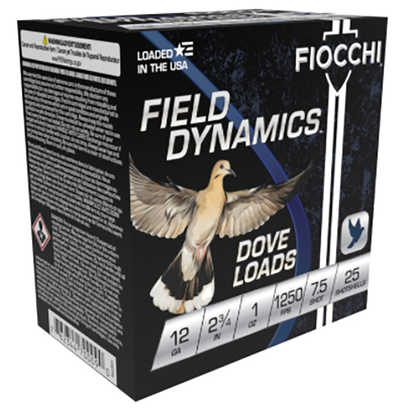 Fiocchi Field Dynamics Dove & Quail 12ga Shotshells 2.75" 1oz #7.5, 25rds - 12GT75 by Fiocchi - Product Image